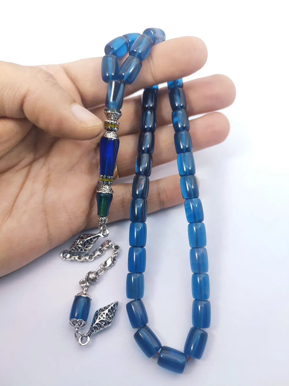 925 Ayar Gümüş Nakkaş Çi̇ft Kat Torna Çi̇ft Ci̇lalı Alman Zar Kehri̇bar küçük resim 5