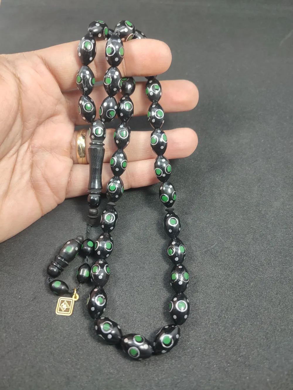 Hakan Kaya Usta Eseri̇ Gümüş Çakımlı Mi̇neli̇ İnci̇ Si̇yahı Kuka küçük resim 5