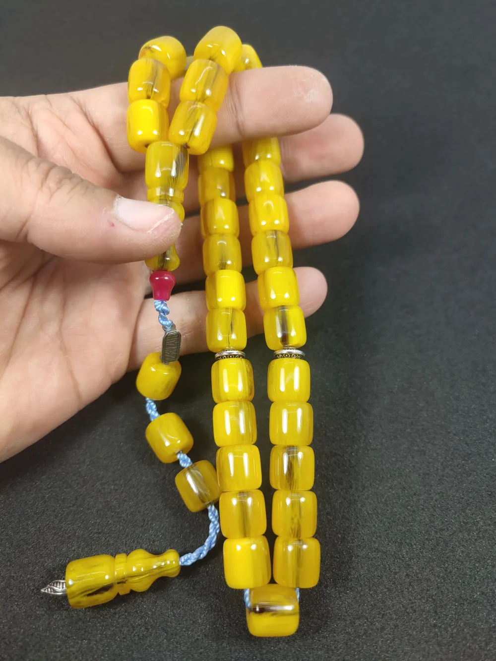 Zeyzun Usta Eseri̇ Di̇k Damar (İmza Çi̇vi̇ Ara Pulları Gümüş) Sıkma Kehri̇bar küçük resim 5