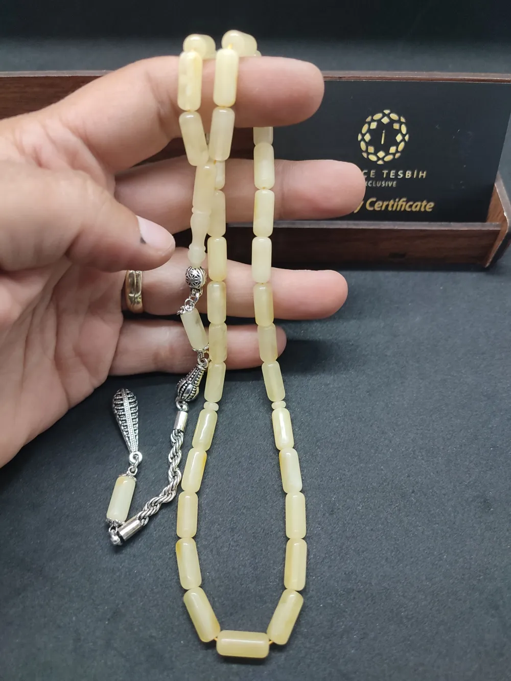 Ahşap Kutulu  Gümüş Püsküllü 14.08 Gr. Rus Kali̇ngrad Kaya Damla küçük resim 4