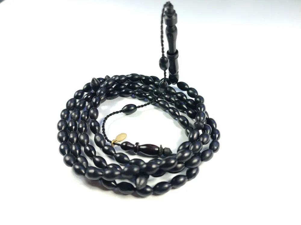 Junai̇d Hasan Usta İşi̇ İmzalı Si̇yah Kuka Namaz Tesbi̇hi̇ küçük resim 3