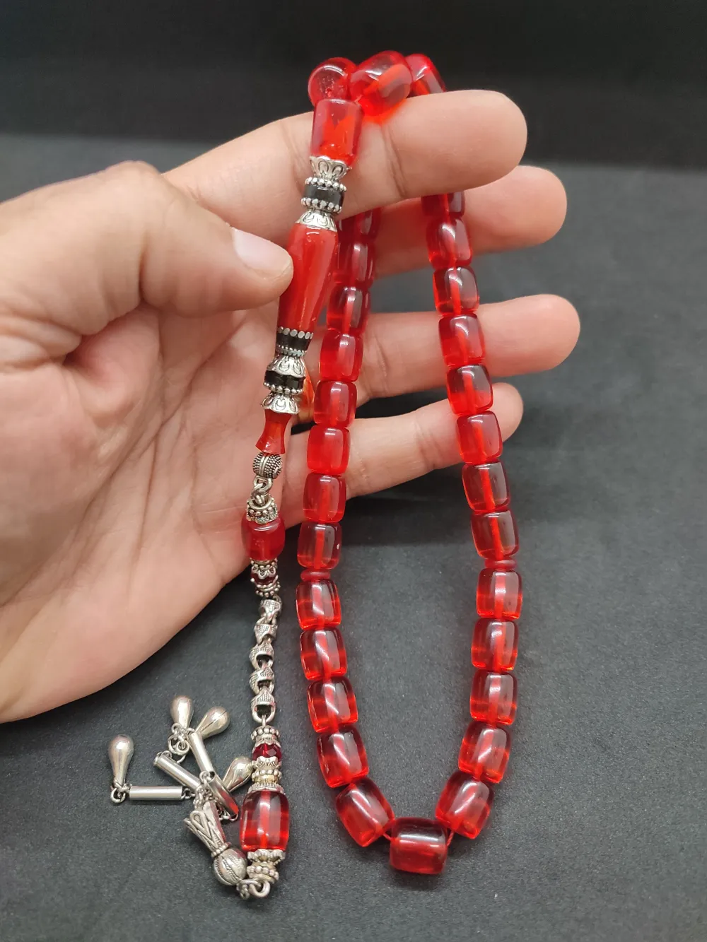 Şevket Alkan Usta Eseri̇ Gümüş Nakkaş İşlemeli̇ Alman Oyun Zar Kehri̇barı küçük resim 4