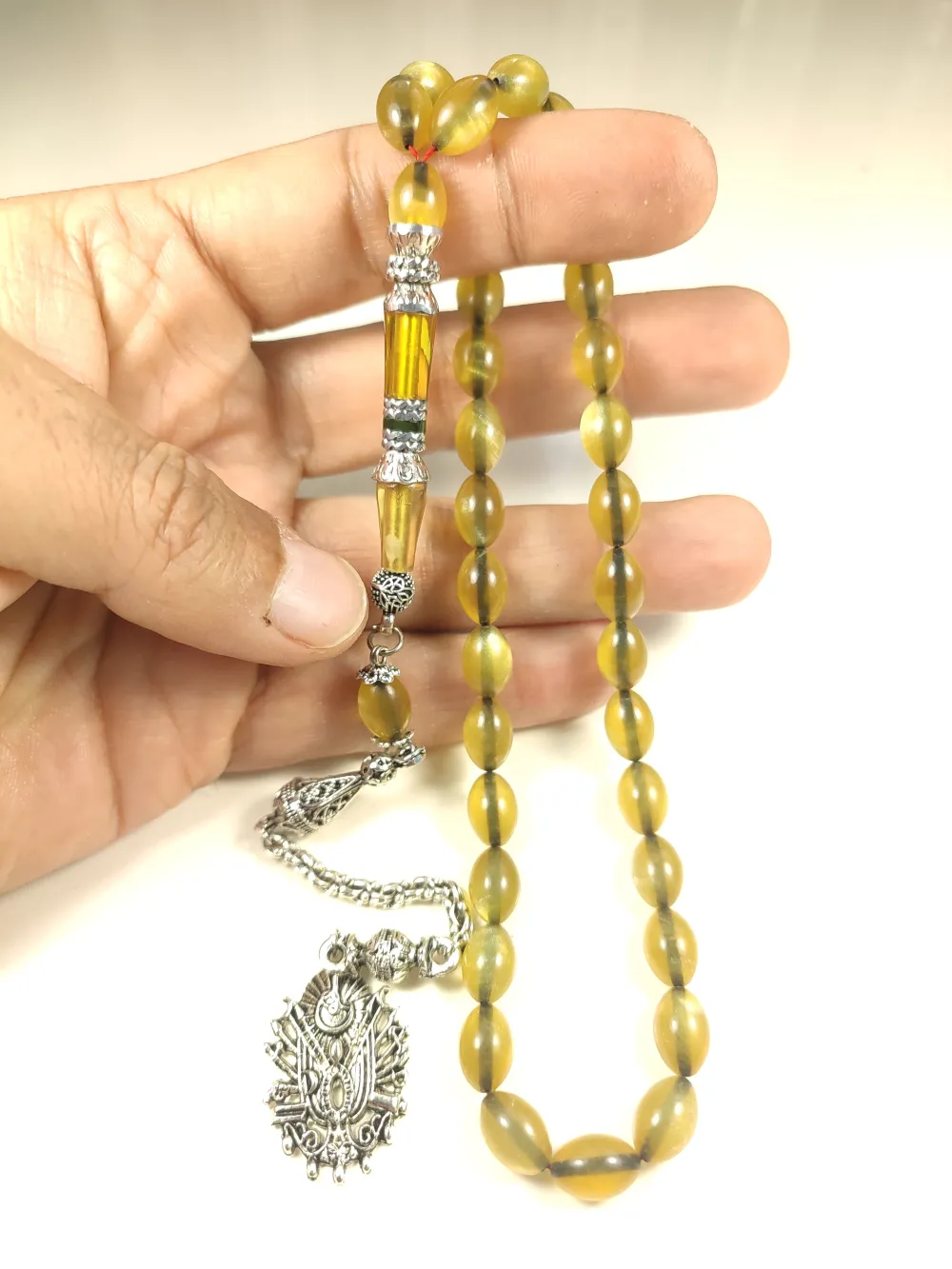 925 Ayar Gümüş Nakkaş İp Yolu Eski̇tme Multi̇ Color Sıkma Kehri̇bar küçük resim 5