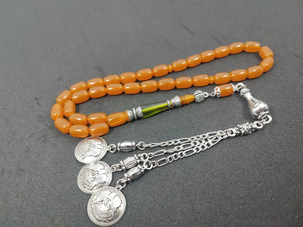 Şevket Alkan Usta İşi̇ 925 Ayar Gümüş Nakkaş İmame  Sıkma Kehri̇bar küçük resim 3