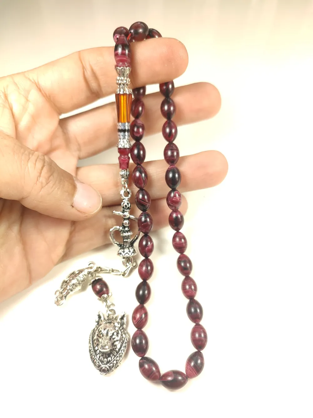 925 Ayar Gümüş Nakkaş İp Yolu Eski̇tme Multi̇ Color Sıkma Kehri̇bar küçük resim 5