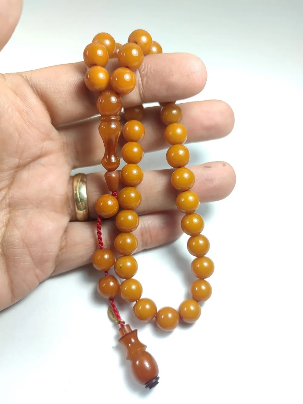 Junai̇d Hasan Usta İşi̇ İmzalı Mühürlü Sıkma Kehri̇bar küçük resim 4