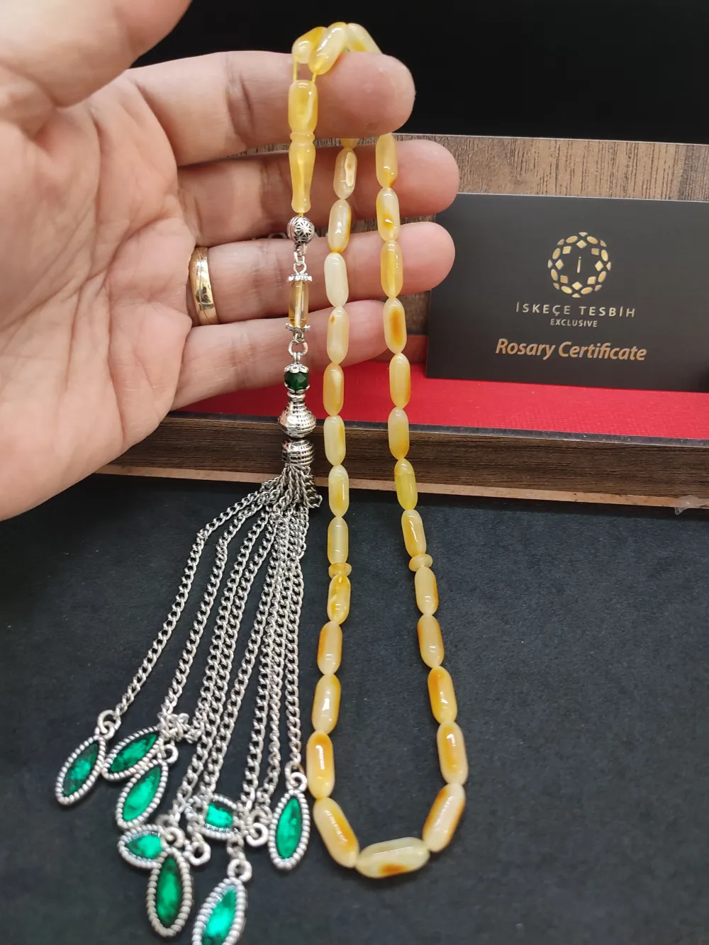 Ahşap Kutulu 475 Ayar Gümüş Püsküllü Kali̇ngrad Kaya Damla 11.10 Gr. küçük resim 4