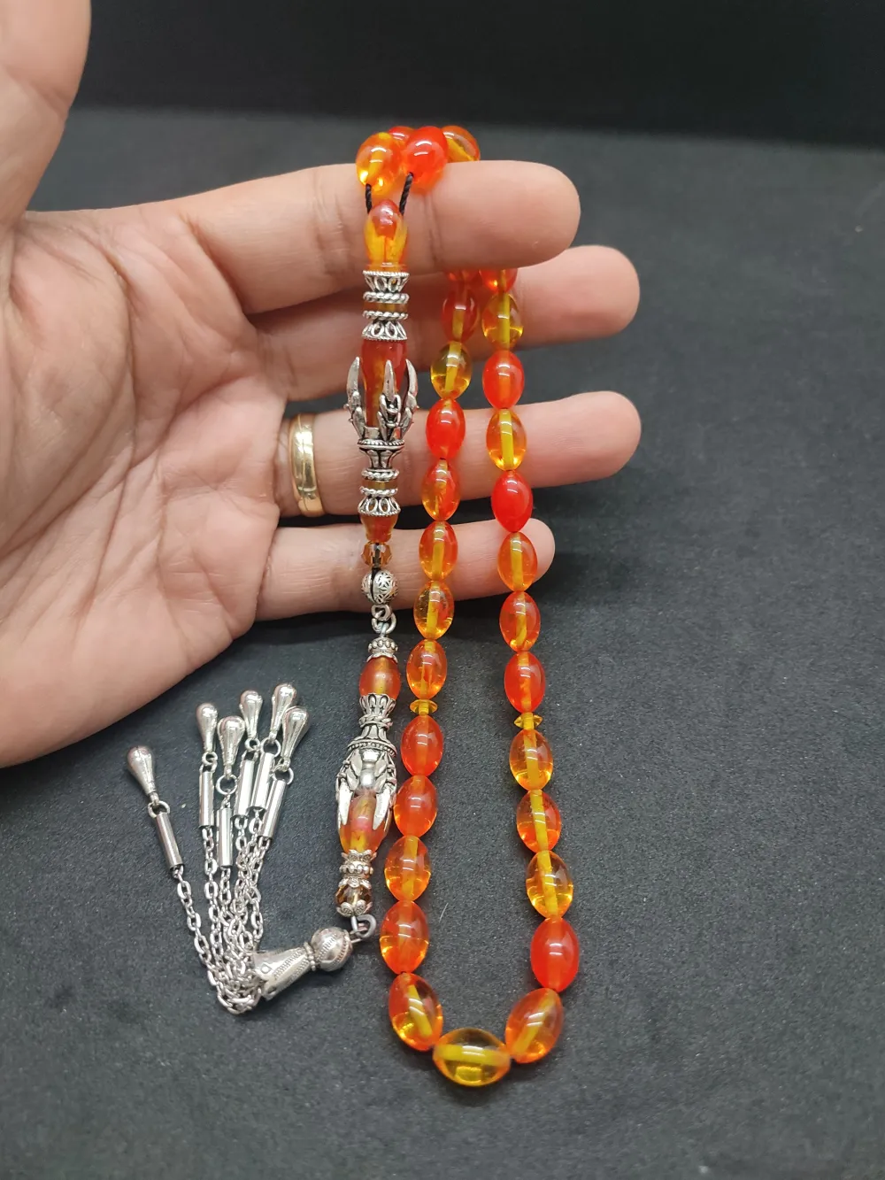 Zeyn Usta Eseri̇ Gümüş Nakkaş İmame Pençe Model Sıkma Kehri̇bar küçük resim 5