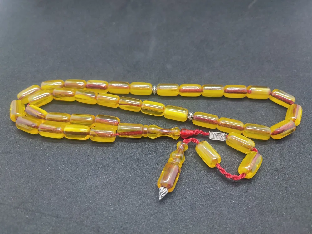 Zeyzun Usta Eseri̇ Di̇k Damar (İmza Çi̇vi̇ Ara Pulları Gümüş) Sıkma Kehri̇bar küçük resim 3