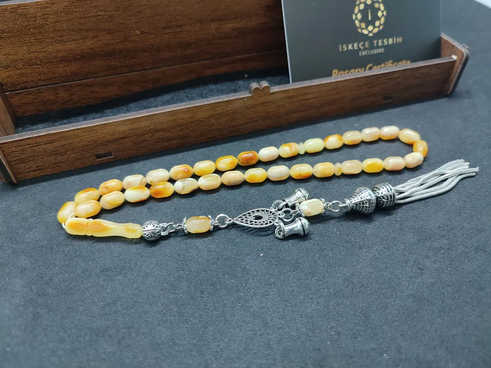 Ahşap Kutulu  6.75 Gr. Gümüş Püsküllü Toprak Fosi̇lli̇ 9 Gr. Rus Kaya Damla