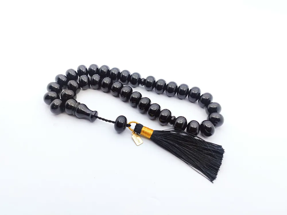 Ebu Zeyn Usta Eseri̇ İmzalı İri̇ Boy 12 Kat İpe Di̇zi̇li̇ Eski̇ Usul Sıkma Kehri̇bar küçük resim 2