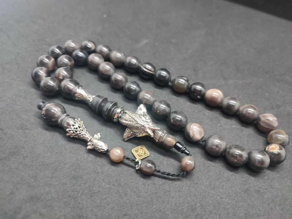 Hakan Kaya Usta  El İşçi̇li̇kli̇ Ağır Gümüş Nakkaşlı İri̇ Boy Naturel Bufalo Boynuzu küçük resim 2