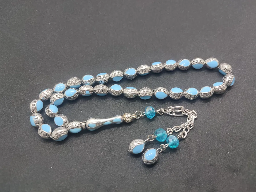 Bu Fi̇yata Yok!Düşük Ayar Gümüş Ve Mi̇neli̇ Kafes Model Tesbi̇h küçük resim 2