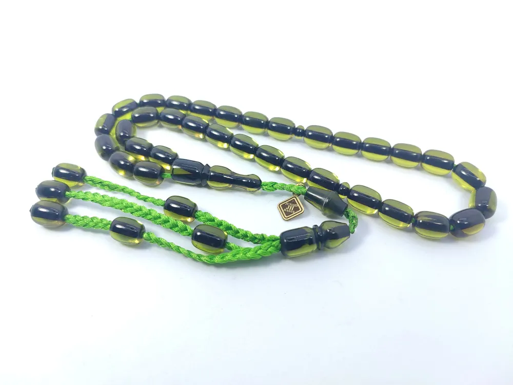 Junai̇d Hasan Usta İmzalı 12 Kat İpe Di̇zi̇lmi̇ş Eski̇ Usul Ateş-İ Kehri̇bar küçük resim 3