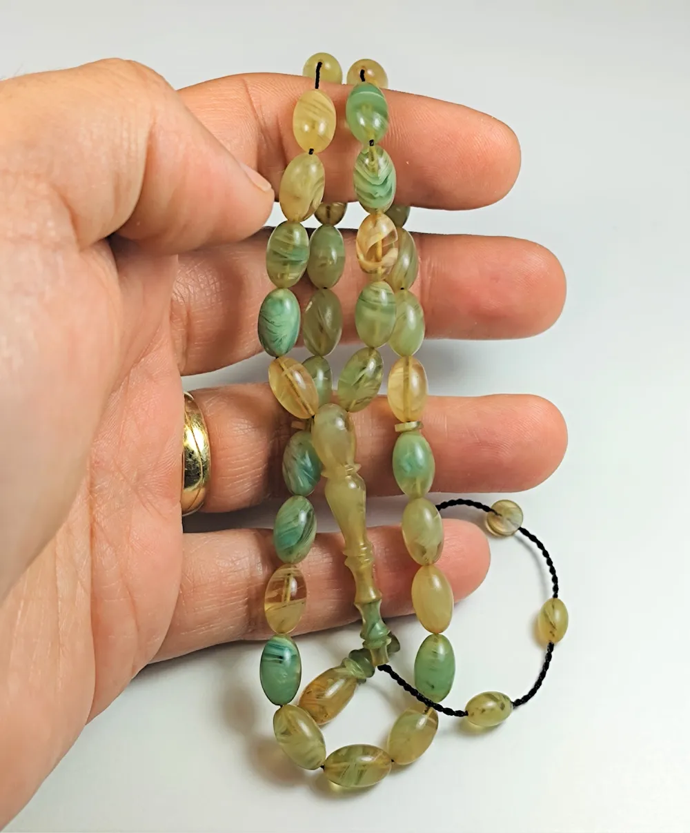 Mehmet Sancaktar Usta İşi̇ İmzalı Mühürlü İmame Oturtma  Sıkma Kehri̇bar küçük resim 3