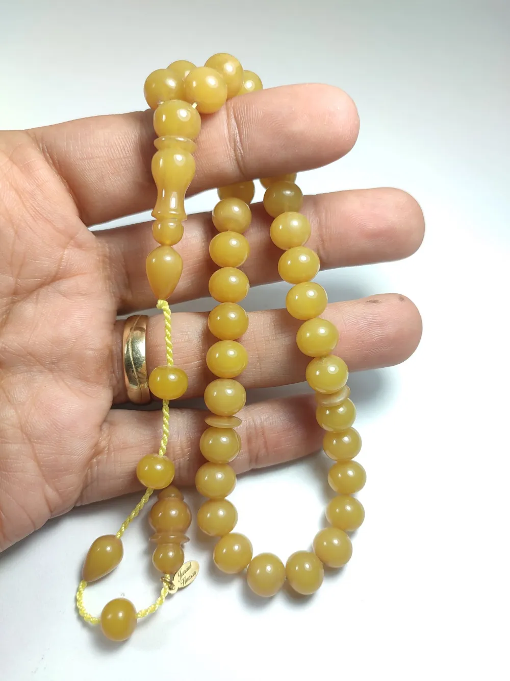 Junai̇d Hasan Usta İşi̇ İmzalı Mühürlü Sıkma Kehri̇bar küçük resim 4