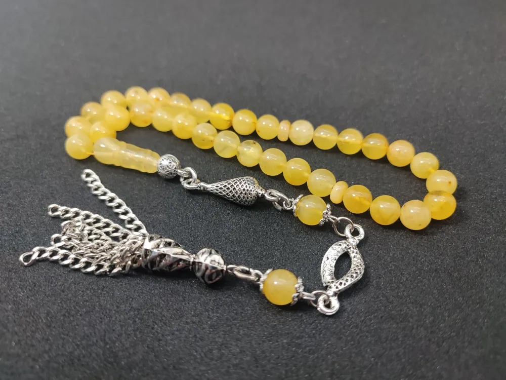 Gümüş Püsküllü İskeçeli̇ Cemi̇l Usta Eseri̇ 10.19 Gr.  Li̇tfanya Kaya Damla Kehri̇bar küçük resim 3