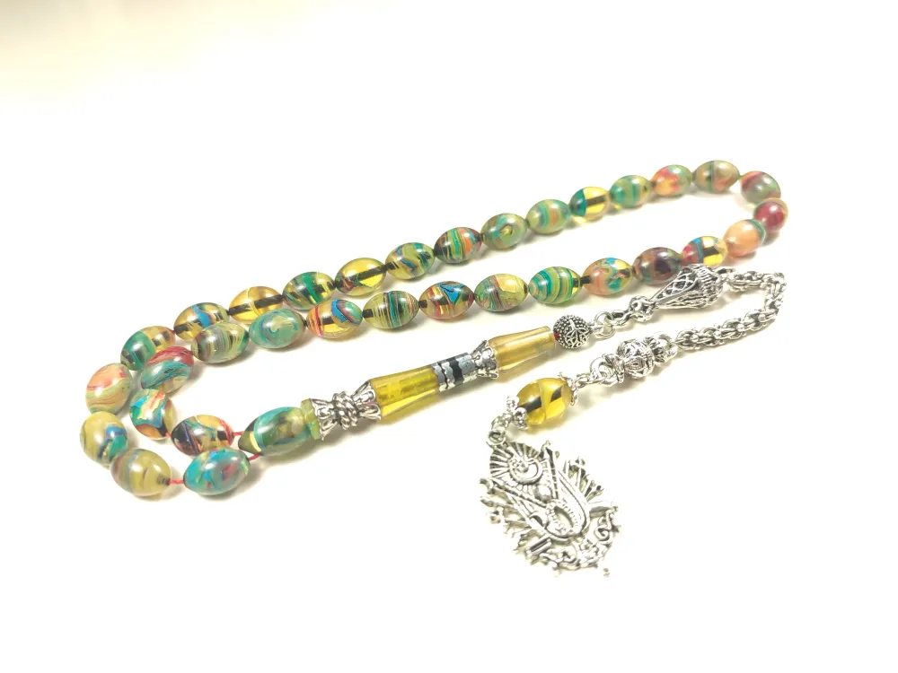 925 Ayar Gümüş Nakkaş İp Yolu Eski̇tme Multi̇ Color Sıkma Kehri̇bar küçük resim 3