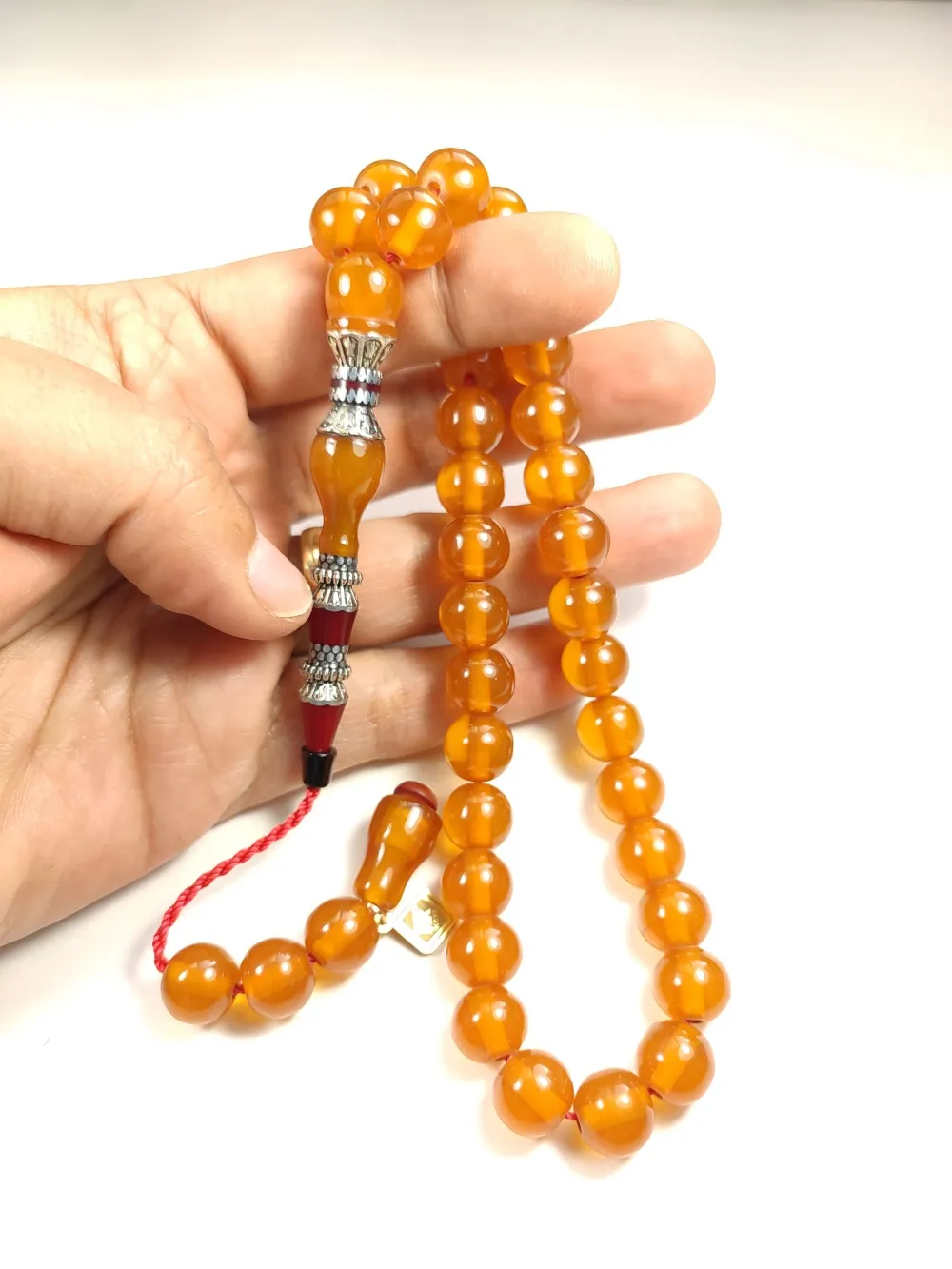 Hakan Kaya Usta İmzalı 925 Ayar Gümüş Nakkaş İmame Sıkma Kehri̇bar küçük resim 4