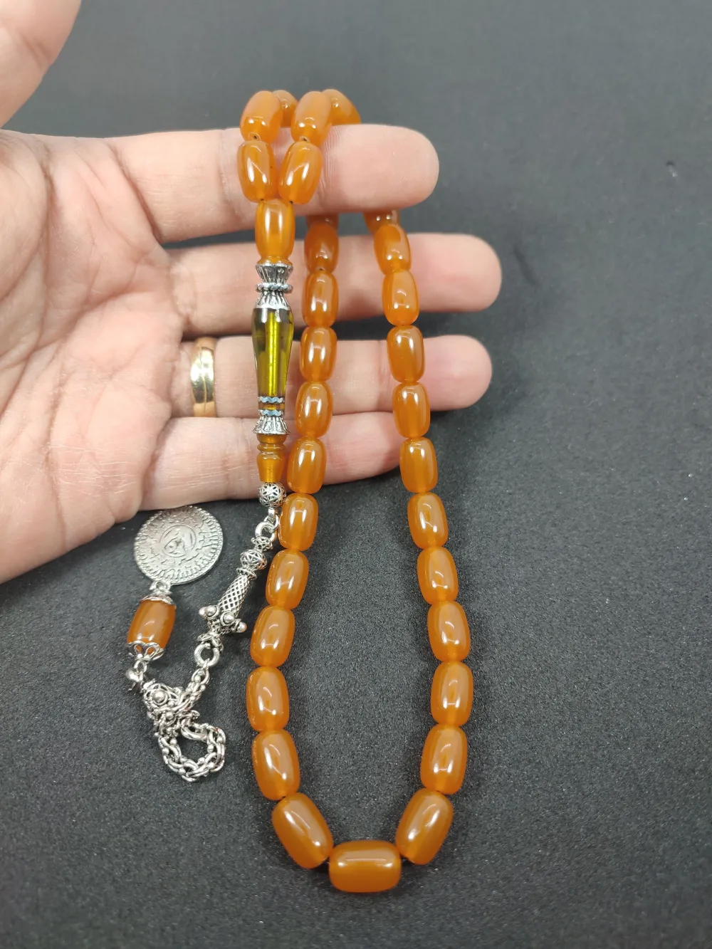 Şevket Alkan Usta İşi̇ 925 Ayar Gümüş Nakkaş İmame  Sıkma Kehri̇bar küçük resim 4