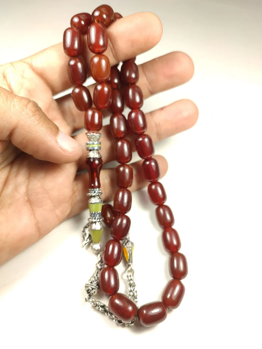 925 Ayar Gümüş Nakkaş Aykırı Renk Sıkma Kehri̇bar küçük resim 5