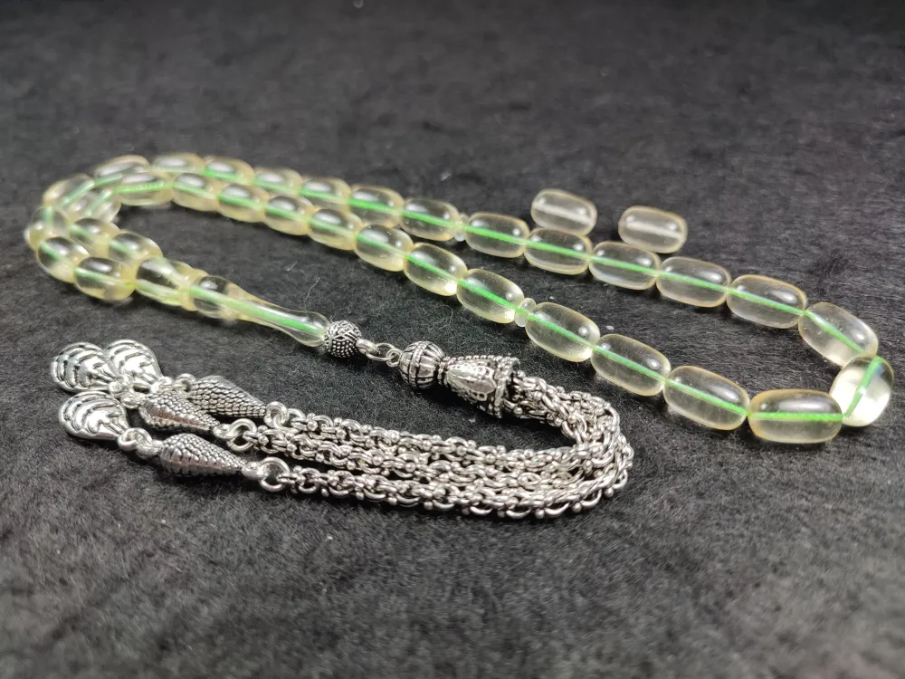 19.03 Gr. Gümüş Püsküllü 0.6 Şeffaf Deli̇m Damla Kehri̇bar (Su Damlası) küçük resim 2