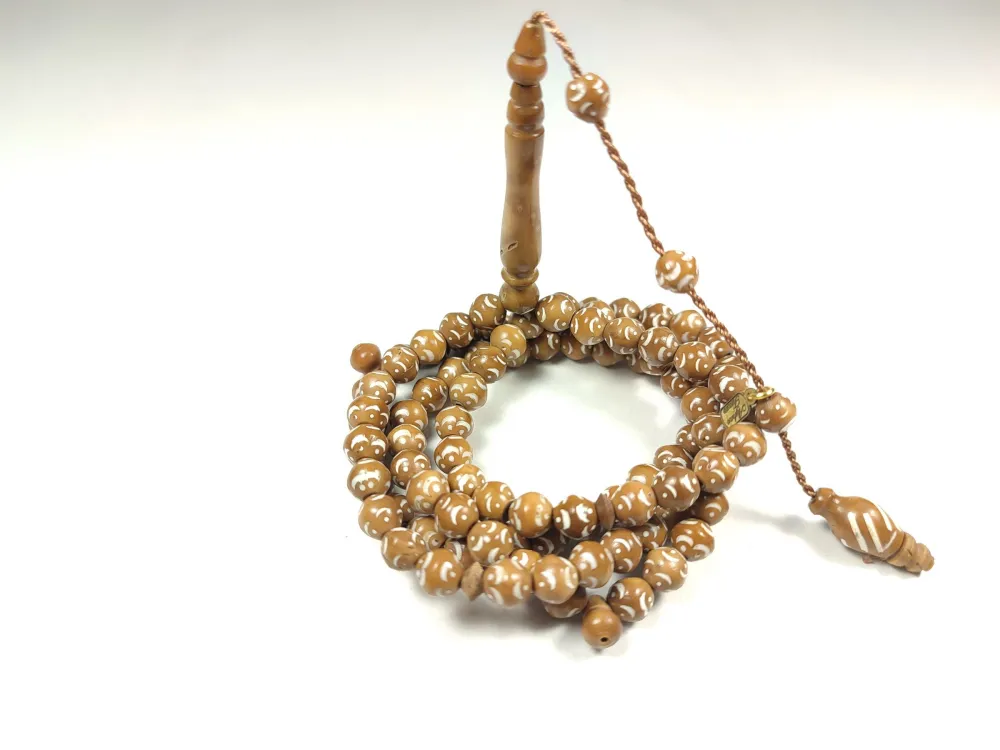 Hali̇l Hi̇lmi̇ Usta İşi̇ İmzalı Kalem Oyma Kuka Namaz Tesbi̇hi̇ küçük resim 2