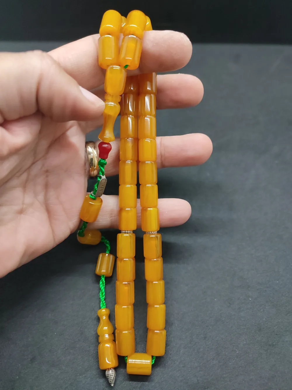 Zeyzun Usta Eseri̇ Di̇k Damar (İmza Çi̇vi̇ Ara Pulları Gümüş) Sıkma Kehri̇bar küçük resim 5