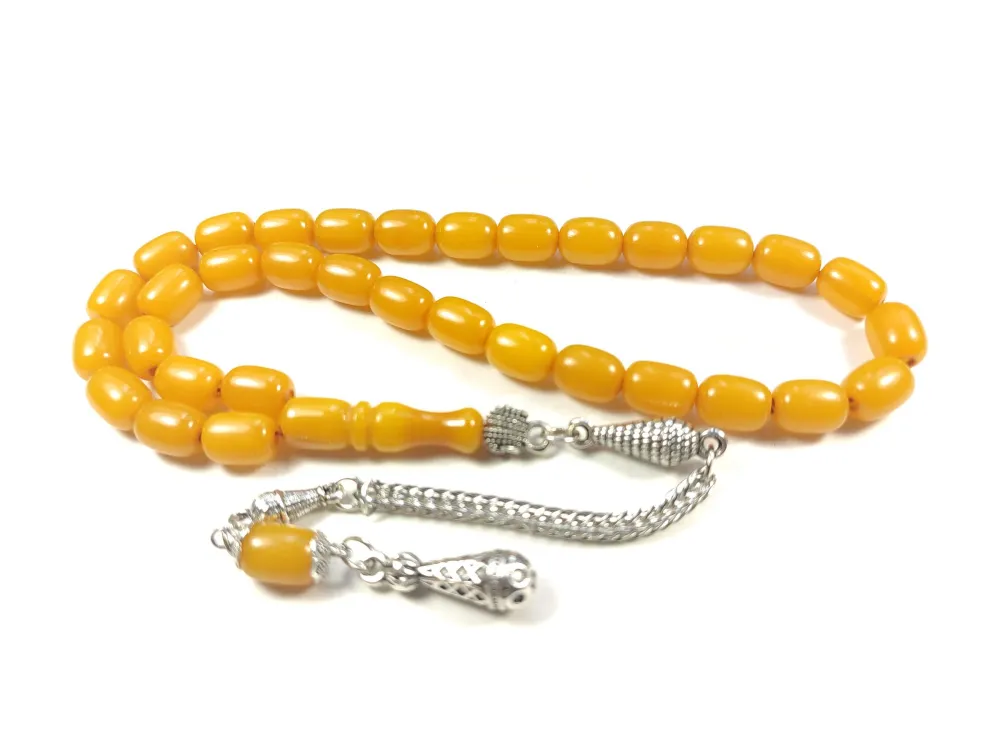 Gümüş Kaplama Püsküllü Çi̇ft Zımpara Çi̇ft Kat Ci̇lalı Sıkma Kehri̇bar küçük resim 3