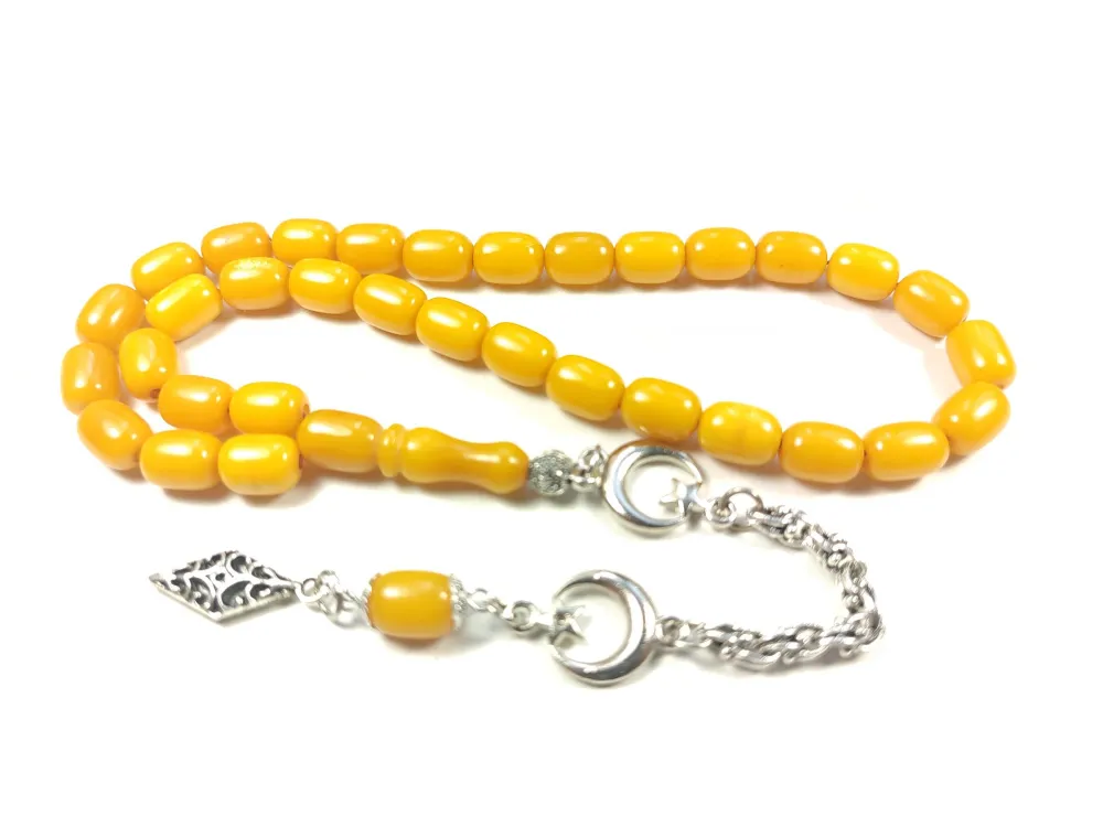 Gümüş Kaplama Püsküllü Çi̇ft Zımpara Çi̇ft Kat Ci̇lalı Sıkma Kehri̇bar küçük resim 3