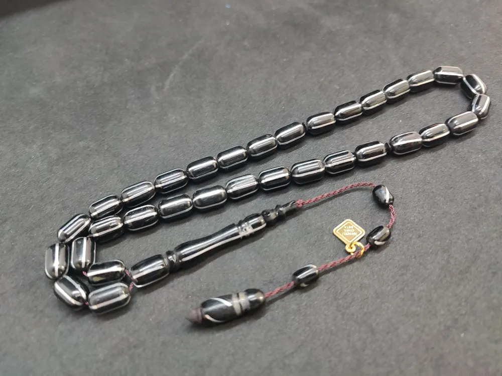 İskeçeli̇ Cemi̇l Usta Eseri̇ 6'Lı475 Ayar Gümüş Yarma İnci̇ Si̇yahı Kuka küçük resim 3