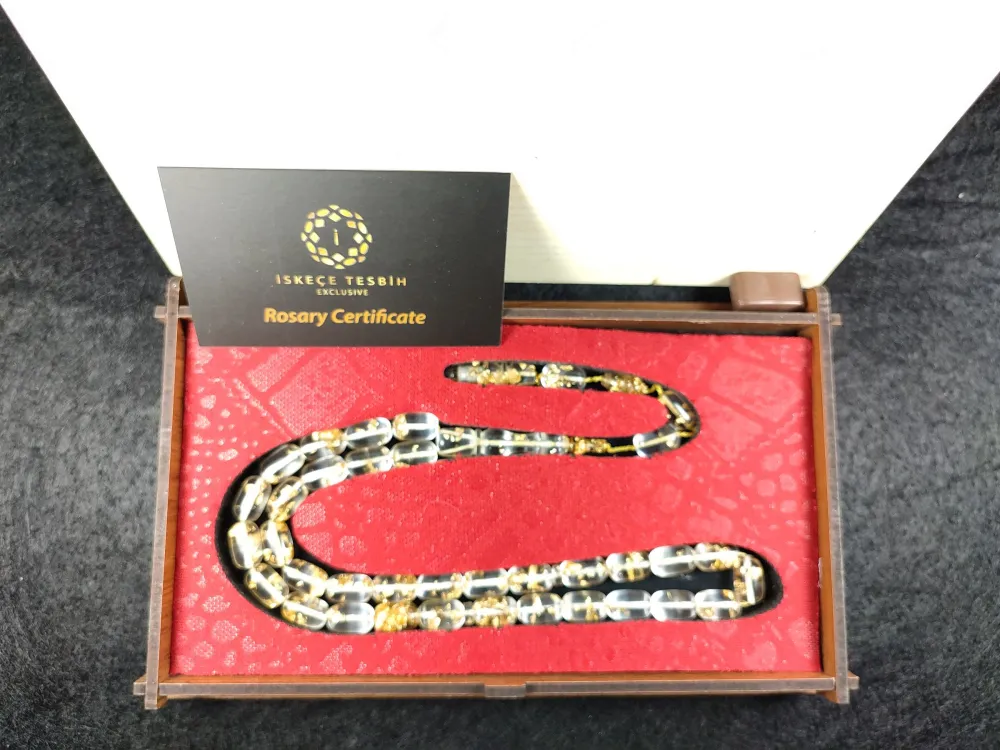 Furkan Gül Usta İmzalı Serti̇fi̇kalı Ve Özel Kutulu Altın Parçacıklı Ateş Kehri̇bar küçük resim 5