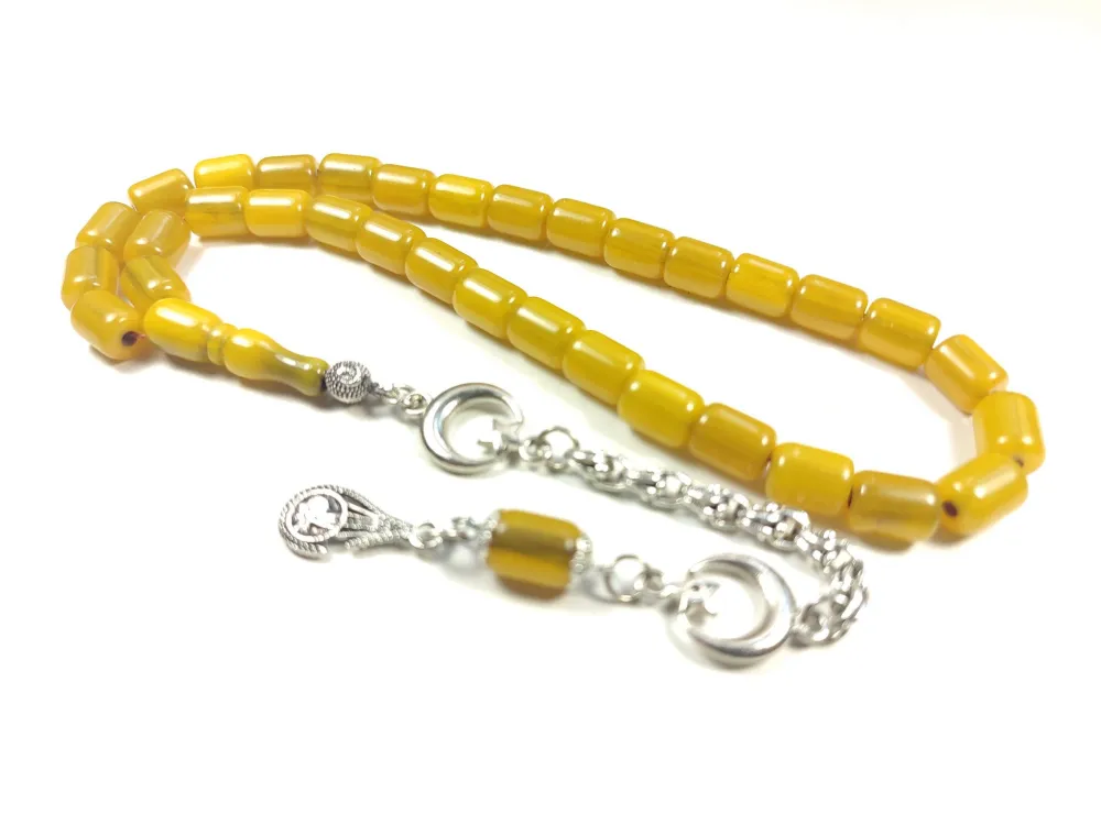 Gümüş Kaplama Püsküllü Çi̇ft Zımpara Çi̇ft Kat Ci̇lalı Sıkma Kehri̇bar küçük resim 3