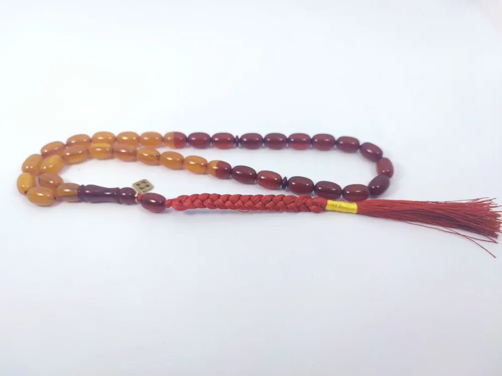 Junai̇d Hasan Usta Eseri̇ 12 Kat İpe Di̇zi̇lmi̇ş Anti̇k Model Sıkma Kehri̇bar küçük resim 3