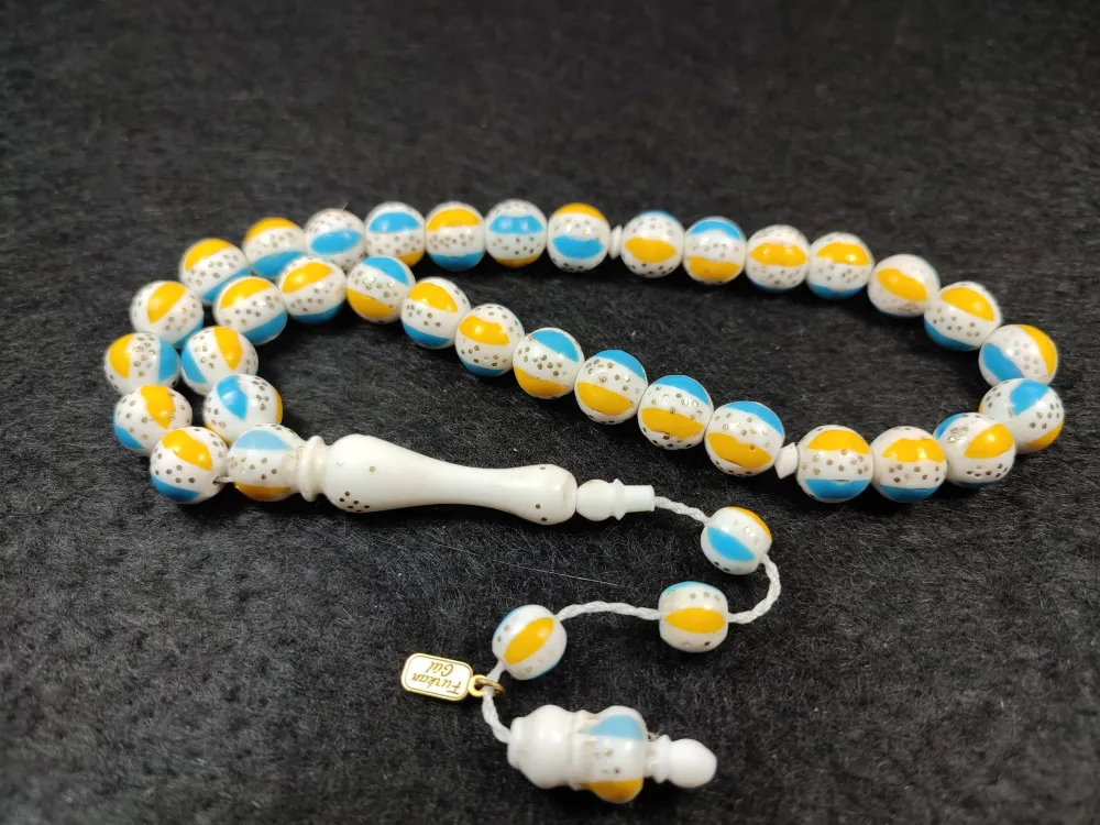 İskeçeli̇ Cemi̇l Usta İşi̇ İmzalı Fi̇ruze İşlemeli̇ Sarmal Deve Kemi̇ği̇ küçük resim 3