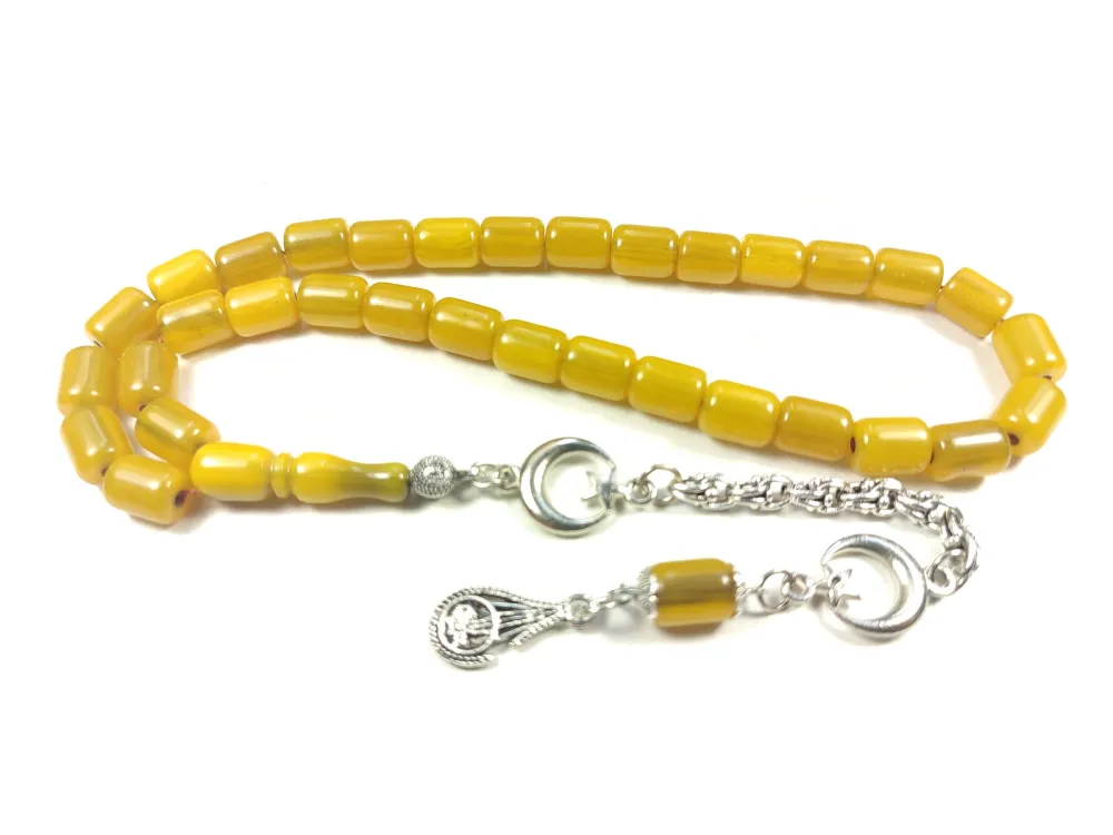 Gümüş Kaplama Püsküllü Çi̇ft Zımpara Çi̇ft Kat Ci̇lalı Sıkma Kehri̇bar küçük resim 2