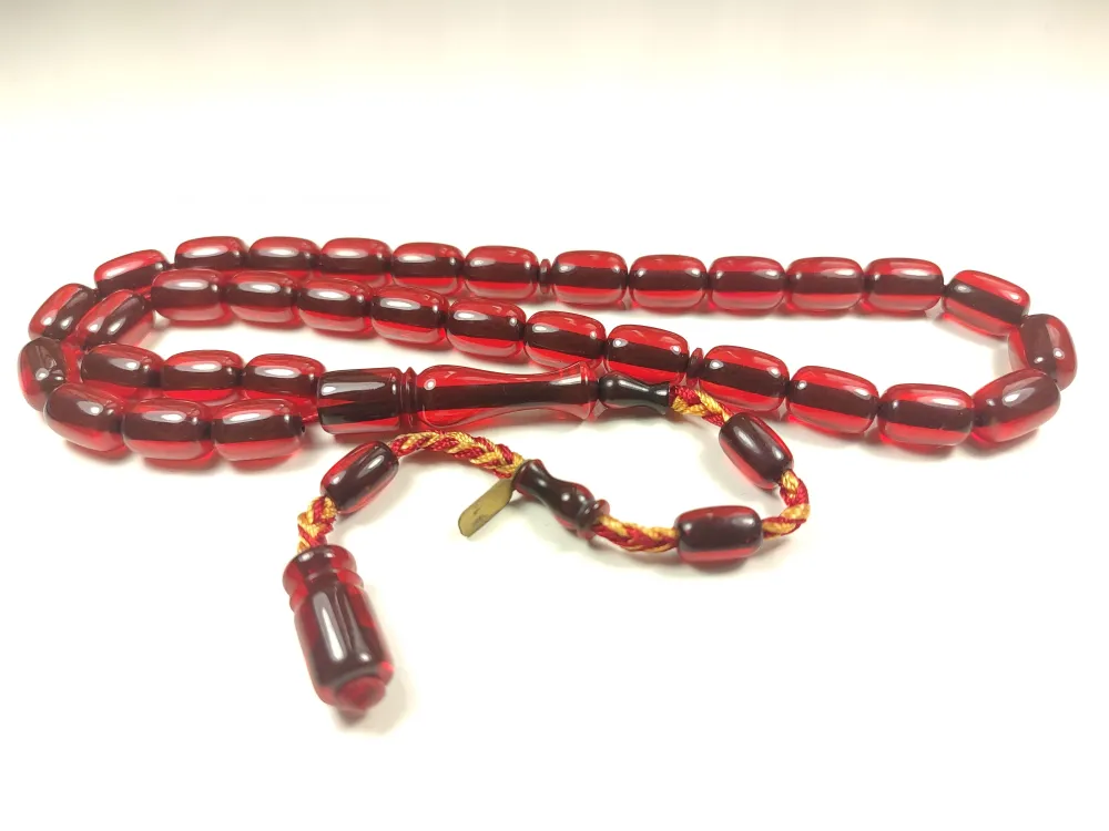 Ahmet Emi̇n Usta Eseri̇ Eski̇ Usul Kat Kat İpe Di̇zi̇lmi̇ş Kuru Torna Ateş Kehri̇bar küçük resim 2