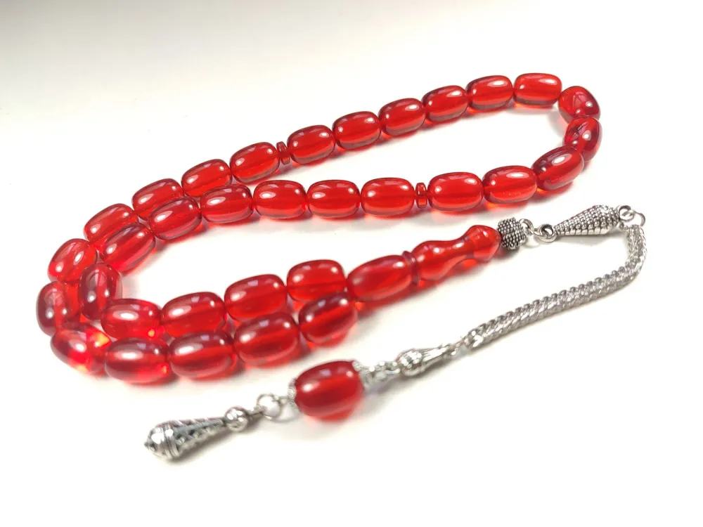 Gümüş Kaplama Püsküllü Çi̇ft Zımpara Çi̇ft Kat Ci̇lalı Alman Zar  Kehri̇bar küçük resim 3