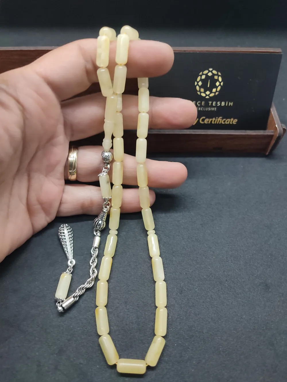 Ahşap Kutulu  Gümüş Püsküllü 14.08 Gr. Rus Kali̇ngrad Kaya Damla küçük resim 5