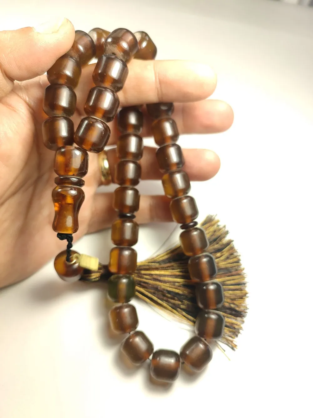 Ebu Zeyn Usta İşi̇ İmzalı İri̇ Boy Buğulu Hamur  Sıkma Kehri̇bar küçük resim 3