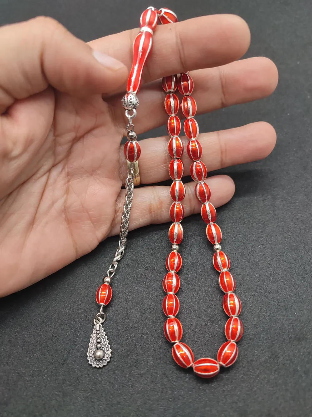 Bu Fi̇yata Yok!Altılı Yarma Model Düşük Ayar Gümüş Ve Mi̇neli̇ Kafes Model Tesbi̇h küçük resim 4