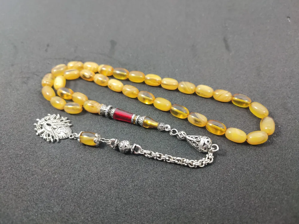 Şevket Alkan Usta İşi̇ 925 Ayar Gümüş Nakkaş İmame  Sıkma Kehri̇bar küçük resim 3