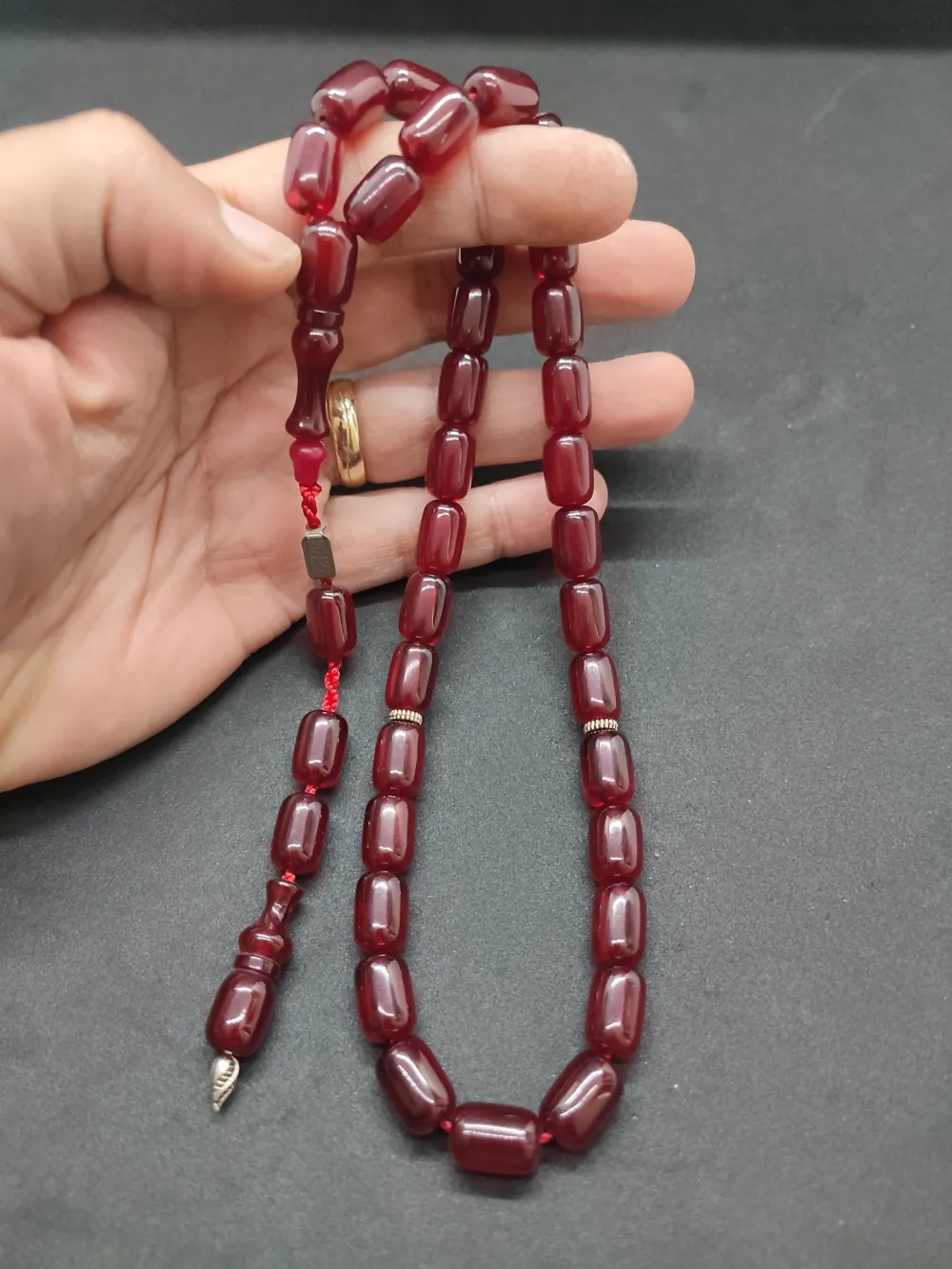 Zeyzun Usta Eseri̇ Di̇k Damar (İmza Çi̇vi̇ Ara Pulları Gümüş) Sıkma Kehri̇bar küçük resim 4