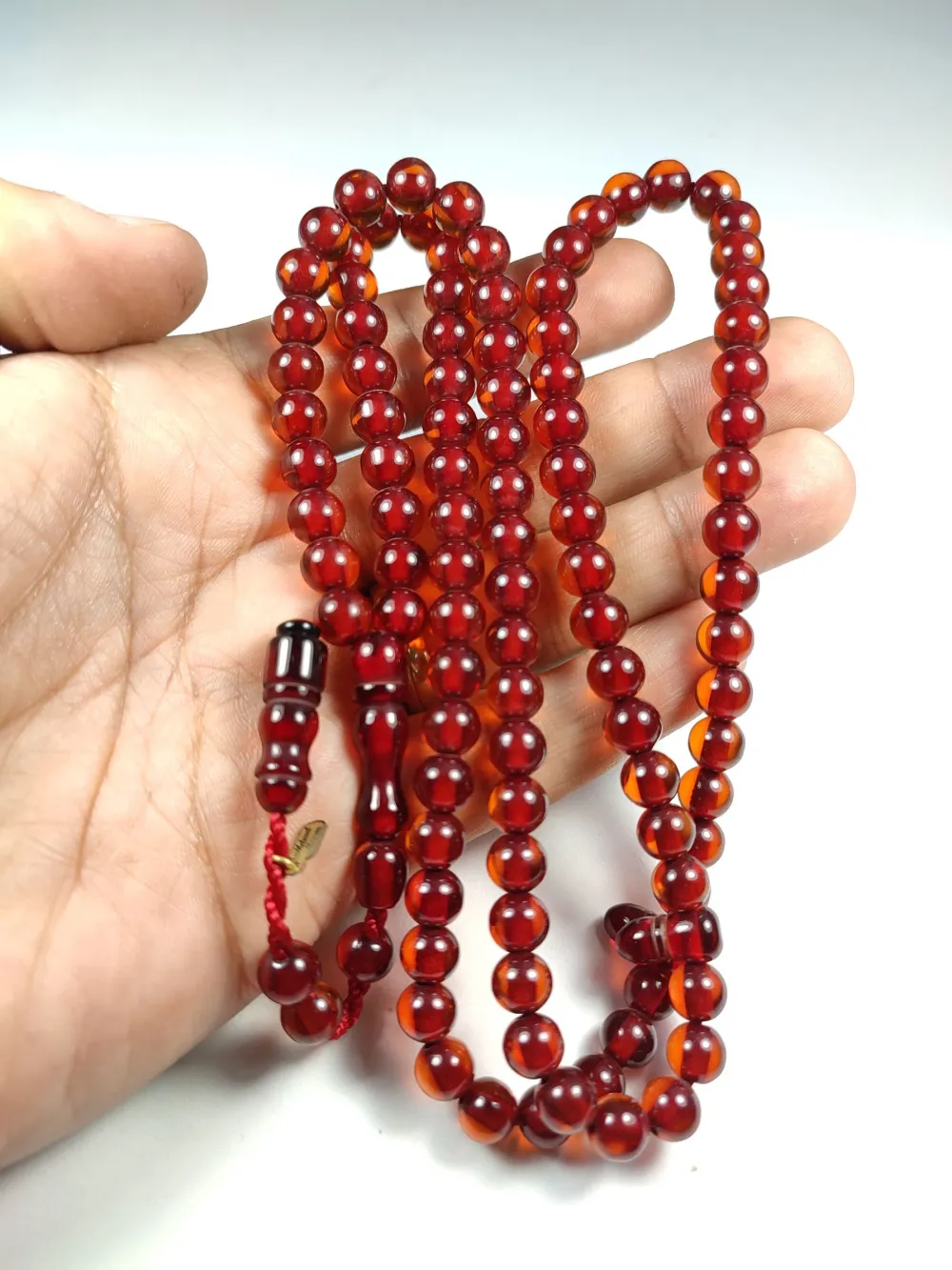 Mehmet Mercan Usta İşi̇ İmzalı Mühürlü Sıkma Kehri̇bar Namaz Tesbi̇hi̇ küçük resim 5