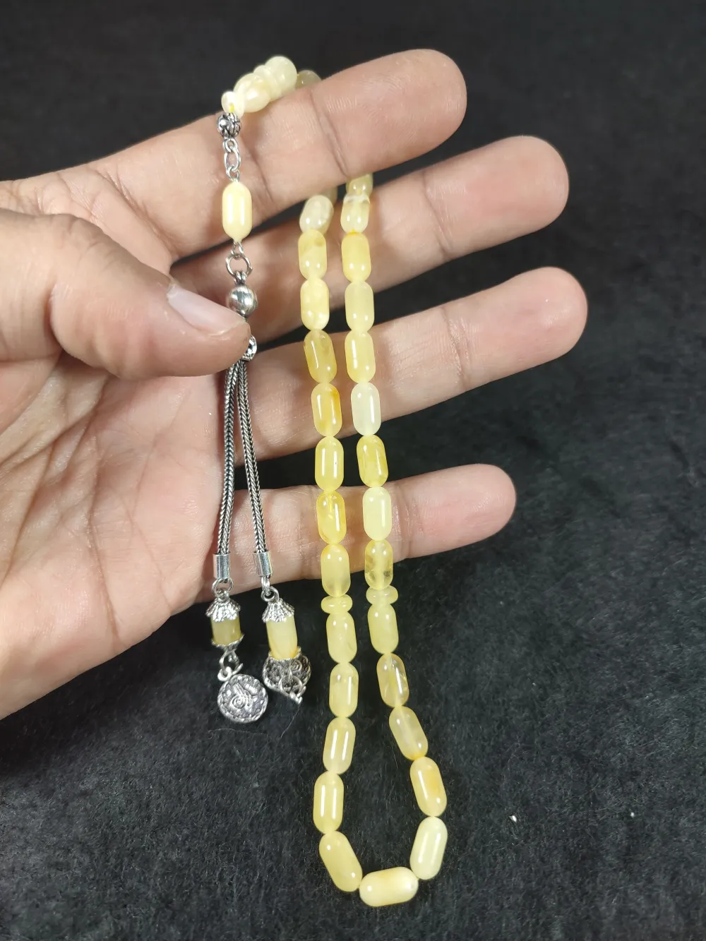 Gümüş Püsküllü 9.80 Gr. Orji̇nal Krali̇çe Baltık Kaya Damla Kehri̇bar küçük resim 2