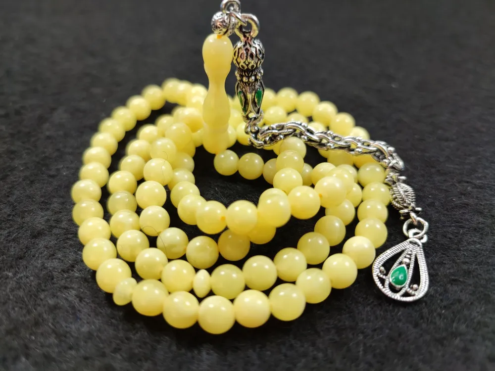 Nakkaş İşçi̇li̇kli̇ Ağır Gümüş Kaplama Püsküllü Beyrut Namaz Tesbi̇hi̇