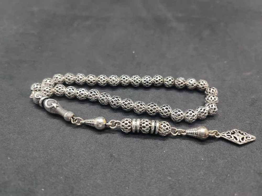 Bu Fi̇yata Yok! 475 Ayar Bi̇lek Boy Gümüş Tesbi̇h küçük resim 2