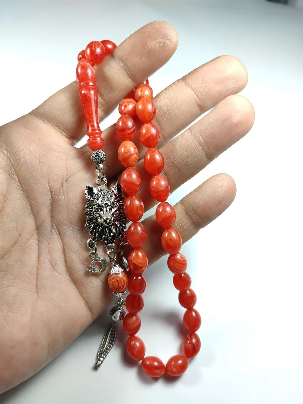 Kurt Başlı Alman Gümüş Püskül Kombi̇nli̇ 0.6 Deli̇m Sıkma Kehri̇bar küçük resim 4