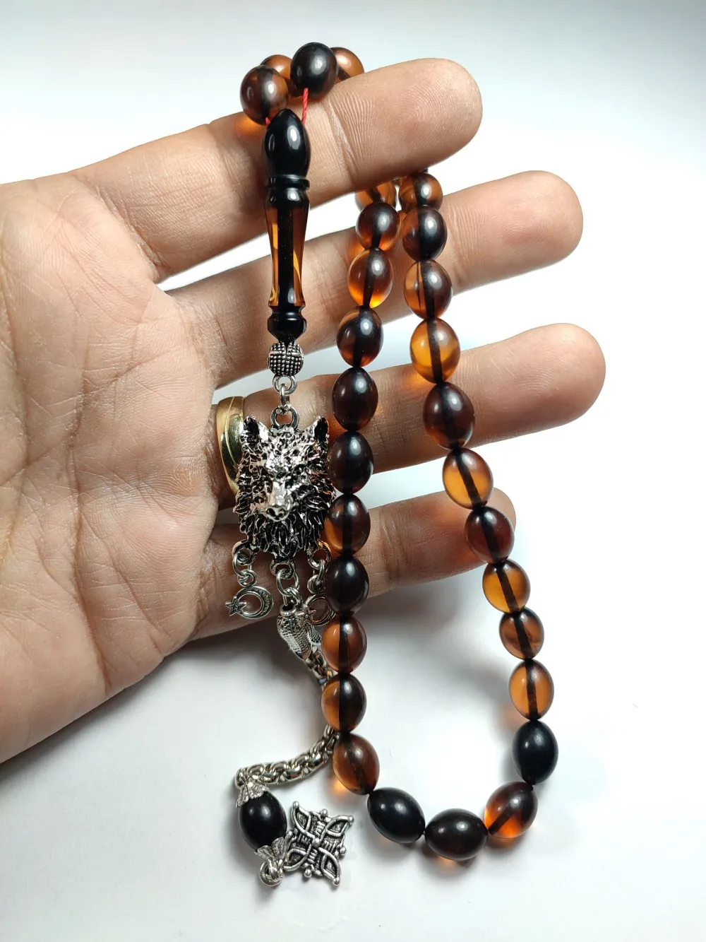 Kurt Başlı Alman Gümüş Püskül Kombi̇nli̇ 0.6 Deli̇m Sıkma Kehri̇bar küçük resim 5