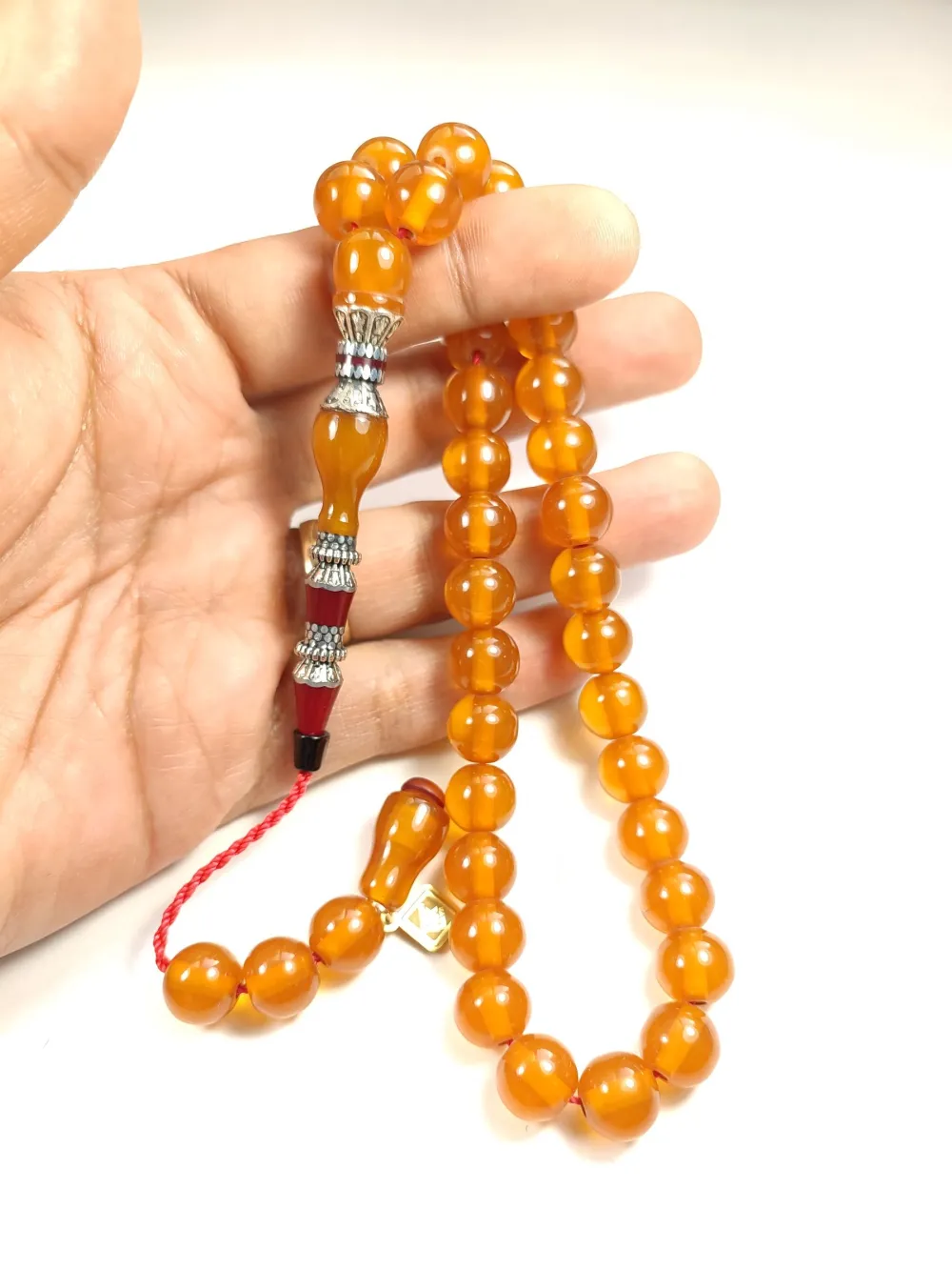 Hakan Kaya Usta İmzalı 925 Ayar Gümüş Nakkaş İmame Sıkma Kehri̇bar küçük resim 5